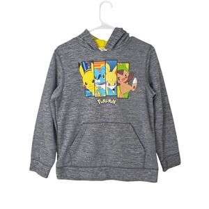 Pokemon Hoodie Youth XL 14/16 Pikachu Charizard Graphic‎ Gray Sweatshirt Flawed